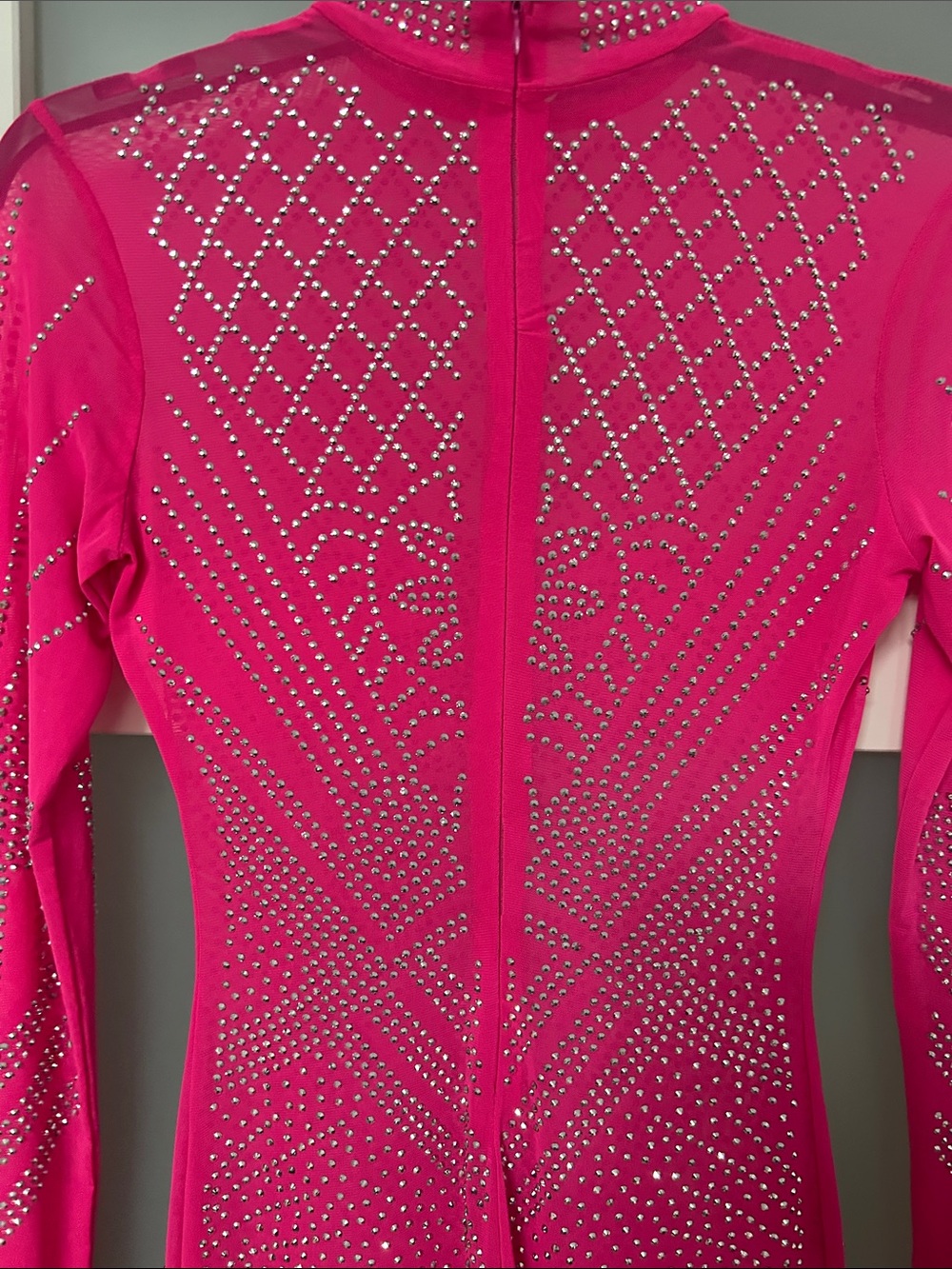 Fuchsia Long-Sleeve Embellished Sheath Dress - Picture 3 of 4